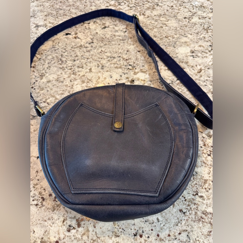 Moosh Round Navy Leather‎ Crossbody Bag